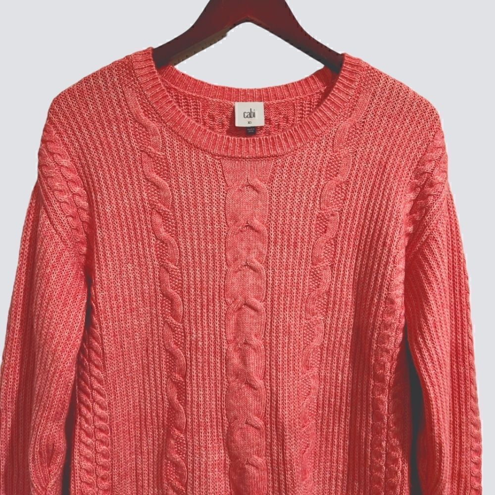 Cabi Elsa Pullover Sweater Crewneck Cable Pink Size XS #4245 Pullover - Picture 4 of 9
